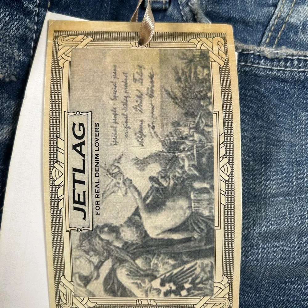 Jetlag Jeans Mens 32 Blue‎ Medium Wash Skinny Stretch Distressed Denim Jeans